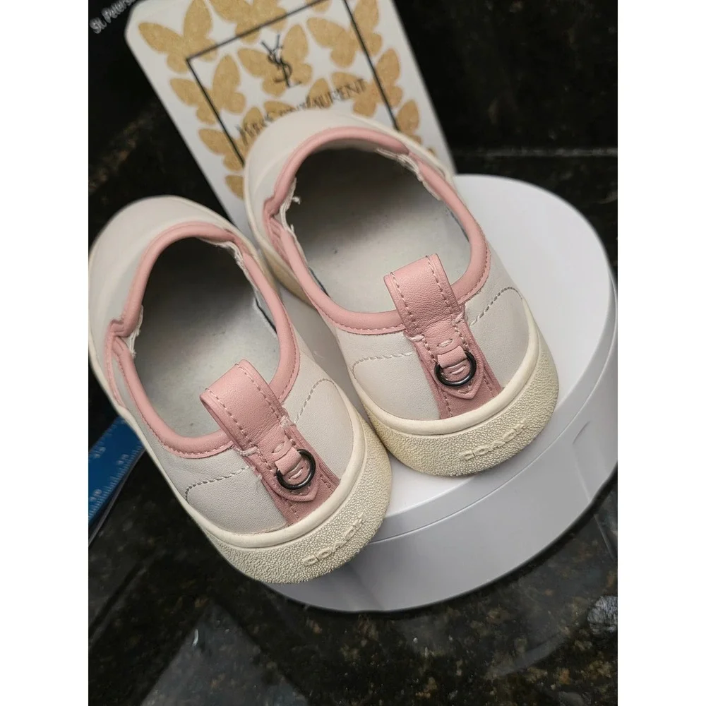 Coach Slip On Sneaker 7B Cream Pink Leather G5310 Platform Casual Preppy Luxury